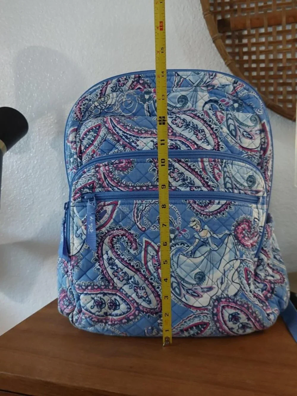 vera bradley Disney Cinderella blue, pink, and white paisley quilted backpack #c